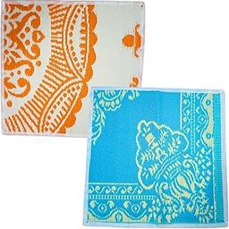 HOMITURE Multipurpose Plastic Aasan Combo Big Size (70 x 70) cm Square Sitting Mat Reversible Single Person Sitting Chatayi Bethak Yoga Meditation Prayer Mat Travel Friendly Mat Pack of 2-image-70
