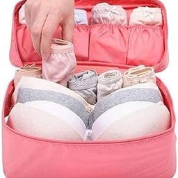 Pink Nylon & Polyester Travel Organizer Bag with Zipper Closure for Women's Underwear, Bra, Socks, Panties Storage Pouch-image-71