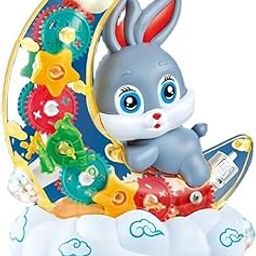 VGRASSP Gear Display Transparent Moon Rabbit Toy for Kids - 360 Degree Rotating Concept Moon Rabbit with 3D Flashing LED Lights and Music (Color as per Stock) (Moon Rabbit)-17