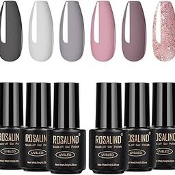 ROSALIND French Pink Gel Nail Polish 6 Pcs Set Soak Off UV Led Gel Nail Art Manicure Kit, 7ml Mini Bottle...-image-37