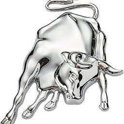 AutoBizarre 3D Raised Ox Bull Metal Monogram Emblem Badge Sticker for All Cars & Bikes (Silver)-image-7