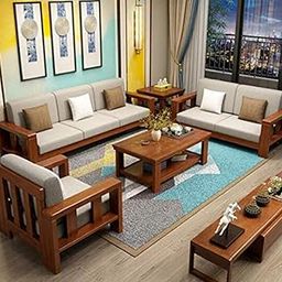 MH DECOART Solid Sheesham Wood 3+2+1 Seater Sofa Set with Cushion | Multipurpose Wooden 6 Seater Sofa Set Furniture for Living Room, Guest Rooms, Hotels, Lounge, Home, and Office (Teak Finish)-image-78