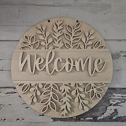 Curious Button DIY Wooden Welcome Door Sign | 10 Inch Round MDF Blank for Front Door | Paintable Wood Sign for Porch, Entryway, Wall Decor | Rustic Make Your Welcome Board-image-47