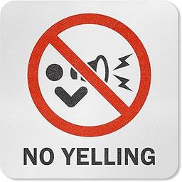 5.75 x 5.75 inch “No Yelling” Adhesive Pool Marker with Graphic, 20 mil Laminated Vinyl with Anti-Skid Pebbled Surface, Red, Black and White-image-87