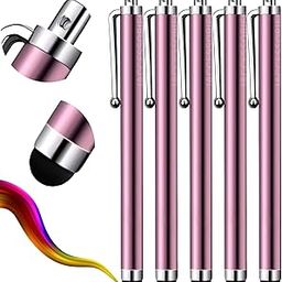 Universal Capacitive Stylus Pen Compatible with All Touch Screens Devices Mobile Phones Android Tablet iOS Windows Smartphones - Pack of 5 | Rose Gold-16