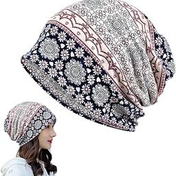 PALAY® Hijab Caps for Women, Floral Print Chemo Cap Slouchy Beanie Cap for Women, Fashion Skull Dwarf Hats Head Scarf for Women, Soft Stretch Running Head Scarves for Teen Girls - All Season Use-picture-27