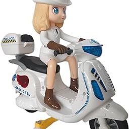 Police Officer Anime Style Toy Scooter, White and Blue, with Storage Box and Accessories-image-71