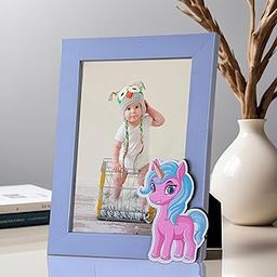 Art Street Table Photo Frame with Cute Cartoon Character Design Wooden Table Photo Frame For Children, Kids Birthday Party Return Gifts For Girls Boys - Age 6-12 Years (Blue, Picture Size: 5x7 Inch)-15