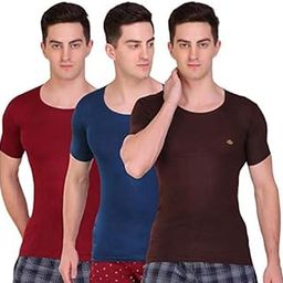 Men Solid Half Sleeve Dyed Vest Pack of 3-14
