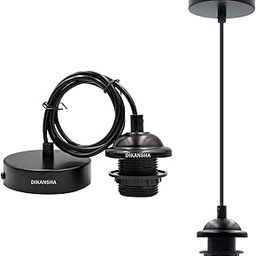DIKANSHA® Black Metal Pendant Light Ceiling Cord Hanging Lamp Kit E26/E27 Holder Wire Hanging Ceiling lamp (Bulb not Included, Pack of 1)-19
