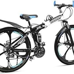 RIDERIGHT B.M.W X6 Cycle 6 Spoke Foldable Cycle with 21 Speed Gear Cycle with Dual Disc Brake Cycle Carbon Frame Suspension Bicycle for Men 26Inch Wheel Size, Cruiser Bike (Black)-image-41