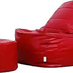 RnS Rest 'n' Sleep Couch Lounge Chair 4XL Red Luxury Bean Bag, Footrest with Beans with 1 Year Warranty-picture-16