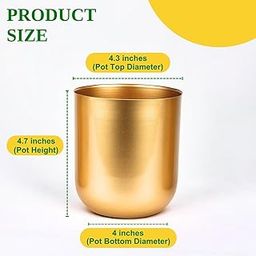 URBANMAALI 4.3 inches Round Metal Planter for Home | Decorative Indoor Flower Pots, Pack of 1 (Golden)-image-51