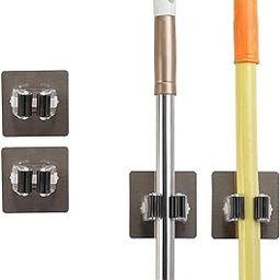 HOMESHOPPER Broom Mop Holder Self Adhesive Wall Mount Magic Sticker Tools Storage Organizer for Your Kitchen, Bathroom and Wardrobe (2, 9 x 9)-image-91