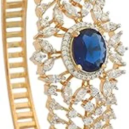 kushal's Fashion Jewellery Sapphire Rodium-Gold Polished Zircon Kada With Locking System |Best For Gifting, Bride, Bridemaids & Special Occasion | Zircon Kada For Women - 427449-picture-10