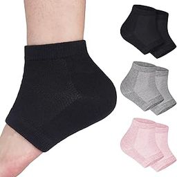 tifanso 3 Pairs Moisturizing Heel Socks -Heel Socks For Dry Cracked Feet, Gel Heel Repair Socks For Cracked Heels, Moisture Socks For Women Dry Feet, Moisturizing Spa Socks (Regular),Black,Grey,Pink-image-85