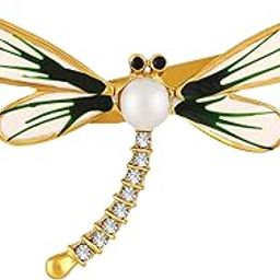 Meenakari Enamel Dragonfly-Shaped Saree Pin/Wedding Brooch with Crystal and Artificial Pearl for Women (BP1101202GWhi)-image-59