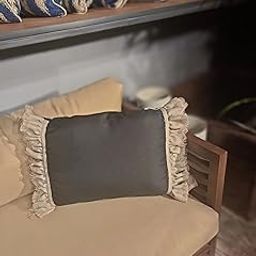 Bareeki Noir Chic Fringe Fusion Cushion Natural Elegant Throw Pillow for Sofa, Bed, Chair Boho Chic Home Decor Accent-image-92