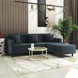 GLOBALFURNITUREHUB Blush- 4 Seater - L Shape Convertible Sofa Set for Living Room Furniture Sets 3 Piece Small Sofa, Modular Sectional Couch for Small Space, Upholstery-Velvet Fabric (Dark Grey)-image-12