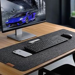Tierno Mouse Pad & Desk Mat Ultimate Office Comfort | Large Felt Mouse Mat & Felt Desk Pad | Elevate Your Workspace Pack of 1 (Dark Grey, 120 x 60 cm).-image-57