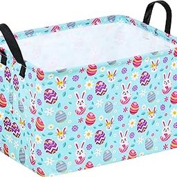 HUAYEE Rectangle Easter Basket Storage Bin Eggs Gift Basket Laundry Hamper Storage Basket Fabric Material Organization Basket Toy Box Nursery Hamper for Clothes Toys With Handles-image-80