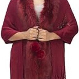 MANRA Women Girls Faux Fur Winter Warm Wrap Stole for Casual Wear Shawl (SC 30 Neck Fur)-image-75