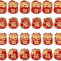 SOWUNO 24PCS 2021 New Year Lucky Money Envelope Creative Cow Lucky Money Packet Chinese Ox Year Envelope Red & Golden-image-15