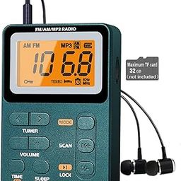 Paeiope Portable Radio AM FM, Rechargeable Pocket Speaker with Best Reception Digital Tuning, MP3, Stereo Earphone, Large LCD Screen, TF Card Socket, Transistor Radio for Jogging/Gym/Camping…-12