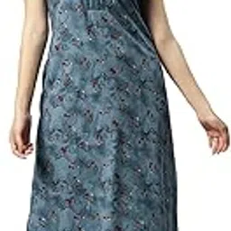 quira Comfortable Women's Full Length Cotton Blend Half Sleeves Nighty, Soft and Elegant Print Sleepwear - 101144-picture-9