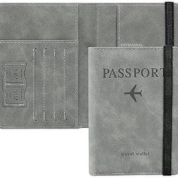 Passport Holder Cover Travel Wallet Organiser, Passport Case with RFID Blocking, PU Leather Travel Document Holder for Men & Women Travel Accessories (Grey)-image-35