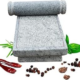 EZAHK Ammikallu, Grinding Stone, Hand Grinder, SIL Batta Large Size for Kitchens(12 in) Grey-image-55