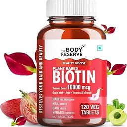 The Body Reserve Plant Based Biotin Tablets -120 Veg Tablets, Biotin from Sesbania with Amla, Grapeseed & Hair Multivitamins, Biotin helps Hair Growth, Strong Hair, Glowing Skin & Nails, For Men Women-5