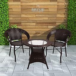BRISHI Garden Patio Seating Chair and Table Set Outdoor Garden Balcony Coffee Table Set Furniture (Brown, 2 Seater)-image-76