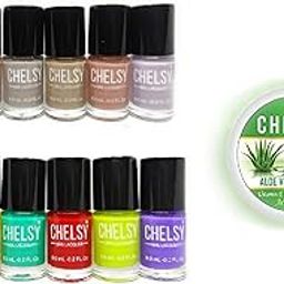 Chelsy Glossy Nail Polish (Neon Collection with Pastel Collection) 6ml Each - Pack of 12 Nail Polish Combo with Chelsy Nail Remover Wipes (Alovera) 30 Pads-image-42