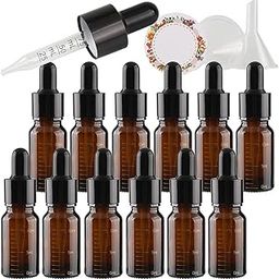 DLIBUY 12 Pcs Empty 10ml Amber Essential Oil Bottles with Graduated Pipette Brown Glass Dropper Bottles Vials for Cosmetic Essential Oils Colognes Perfume Aromatherapy-16