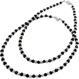 Black and silver small bead anklet pair For Women-image-97