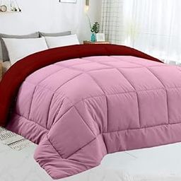 Cottington Lane- Microfiber 150 GSM Reversible Comforter Only 1 Piece AC Comforter | Lightweight Comforter/Duvet/AC Quilt/Blanket (Red and Pink_Double 90x100 Inch)-7