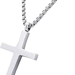 Stainless Steel Cross Adjustable Rolo Chain Pendant Necklace 16-28'' Inches-image-8