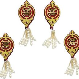 BITONA® Puja Sohn Soon Puja Ram Ram Wood Tags Door Sticker Tags 2 Pairs self Stick(4 Piece) for Festival Specially Rakhi Season-image-53