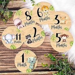 Baby Monthly Milestone Cards – 12 Pieces Wooden Baby Milestone Cards Boho Rainbow front Sided Printed Milestone Discs Wood Gift Photo Prop Discs Sets Birth Announcement Sign Newborn Photo Props-picture-22