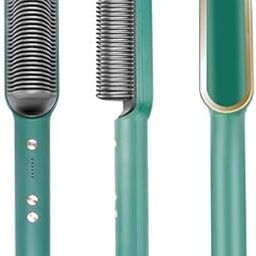 2 in 1 Ceramic Hair Straightener Brush for Women, Fast Straightening Comb Electric Hot with 30s Heating, Ionic Care, 5 Heat Settings, No Damage-image-103