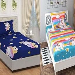 ELSTONE Home Cartoon Printed 2 Pcs Single Bedsheet for Kids with 2 Pillow Cover, Size 60x90 Inches. Super Soft Glace Cotton Bedsheet Special for Gifting Birthday, Baby Shower, New Born Baby (ISH35)-image-95