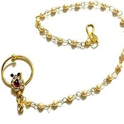 nikyanka Traditional gold plated small nose ring stone flower nathiya nath for girls and womens-picture-20