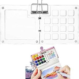 QALAM Kaari Mini Watercolor Portable Paint Palette with Brush Pens for Mini Sketchbook, Travel Painter,15 Grids Acrylic Clear Travel Pocket Palette with Binder Clip-image-17
