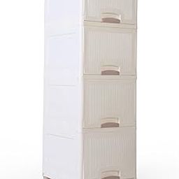 Smarttex™ Plastic Modular Drawer Storage Chest Of Drawers Organizer Storage Box, Large Stomo Racks For Multipurpose Anti-slip Shoes Organizers (White Cabinet, 4 Layer)-image-57