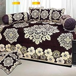 500 Tc Velvet Diwan Set,(Set of 8) 1 Single Bedsheet (90 X 58 Inches)-5