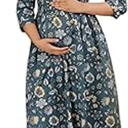 Women's Pure Cotton Printed Maternity Gown Feeding Nighty A-line Maternity Dress Kurti Gown for Women-image-47