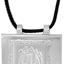 Spiritual Power Allah Word/Mecca Madina inscription Silver coating over Brass, SquareTabeez lucky charm Unisex pendant for Men Women Kids new born babies jewellery Tabiz Taveez-image-19