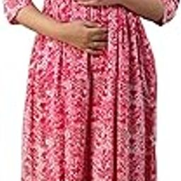 Women's Cotton Floral Maxi Maternity/Feeding Nighty-image-29