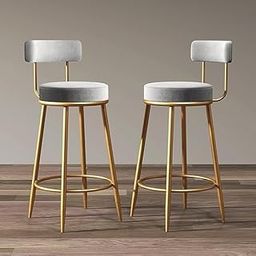 OUTAREA Velvet Bar Stools Seating for Home and Office Stylish Counter Stools Accent Chairs for Dining, Kitchen, Cafe, Restaurant Seat and Back with Elegant Breakfast Counter (75 CM, Grey)(Pcs-2)-picture-24